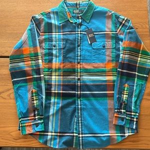 NWT Polo Ralph Lauren Men’s,Plaid Flannel  Work Shirt, Multi-color Size XL
